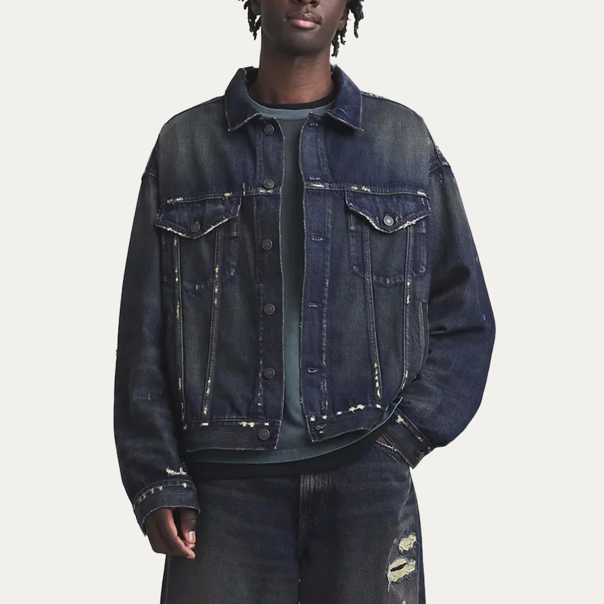 Gap x MadHappy  Distressed Denim Trucker Jacket - Image 4